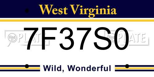 7F37S0 West Virginia License Plate