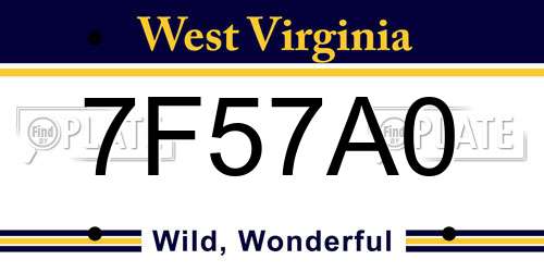 7F57A0 West Virginia License Plate
