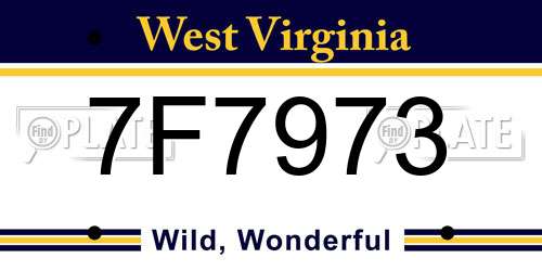 7F7973 West Virginia License Plate
