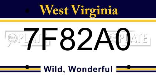 7F82A0 West Virginia License Plate