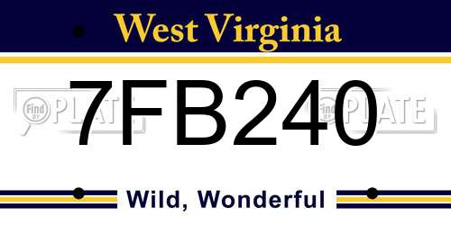 7FB240 West Virginia License Plate