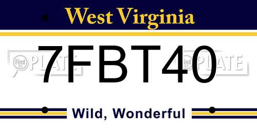 7FBT40 West Virginia License Plate