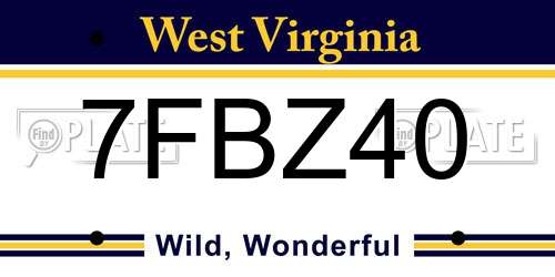 7FBZ40 West Virginia License Plate