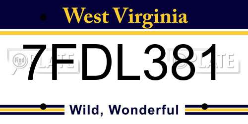 7FDL381 West Virginia License Plate