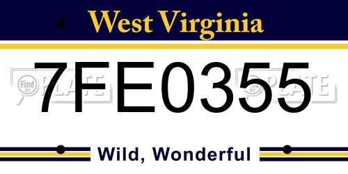 7FE0355 West Virginia License Plate