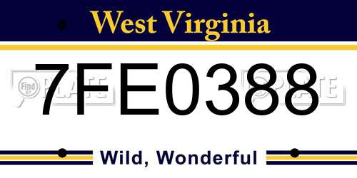 7FE0388 West Virginia License Plate