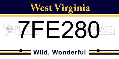7FE280 West Virginia License Plate