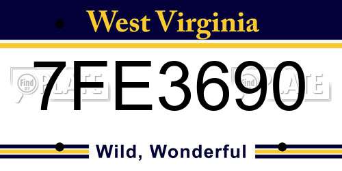 7FE3690 West Virginia License Plate