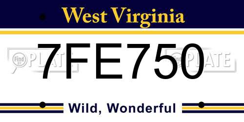7FE750 West Virginia License Plate