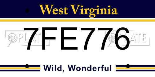 7FE776 West Virginia License Plate