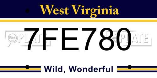 7FE780 West Virginia License Plate