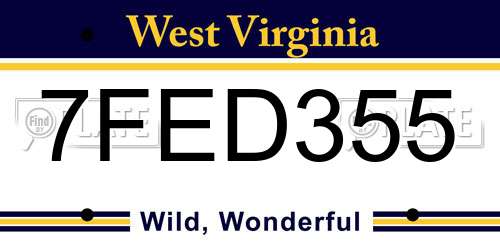 7FED355 West Virginia License Plate