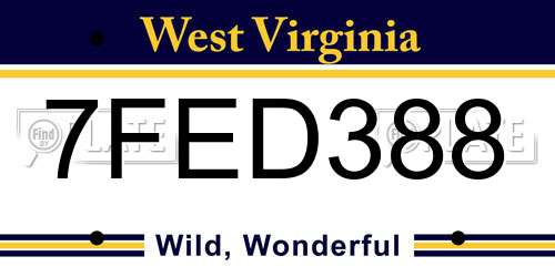 7FED388 West Virginia License Plate