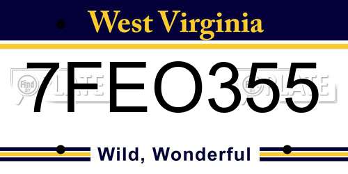 7FEO355 West Virginia License Plate