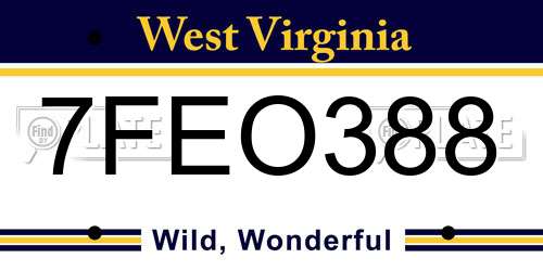 7FEO388 West Virginia License Plate