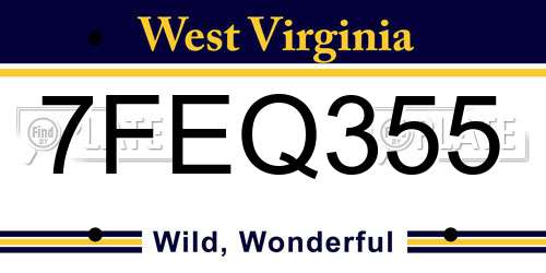 7FEQ355 West Virginia License Plate