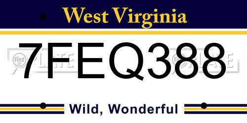 7FEQ388 West Virginia License Plate
