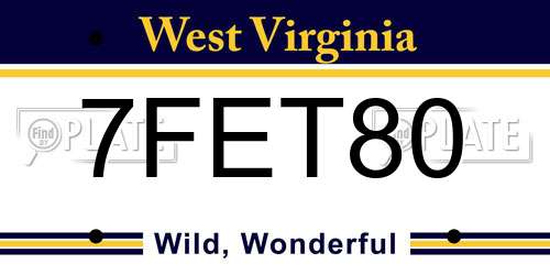 7FET80 West Virginia License Plate