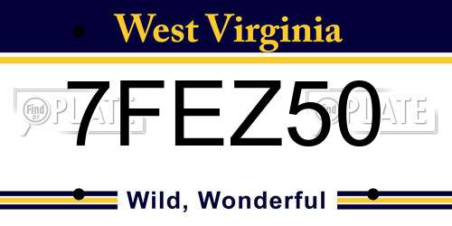 7FEZ50 West Virginia License Plate