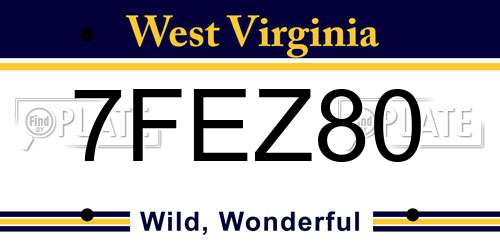 7FEZ80 West Virginia License Plate