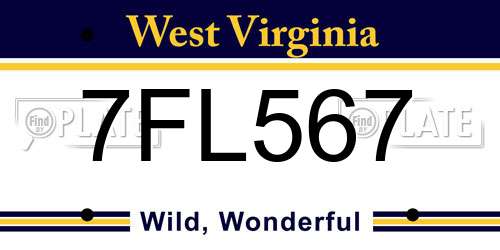 7FL567 West Virginia License Plate