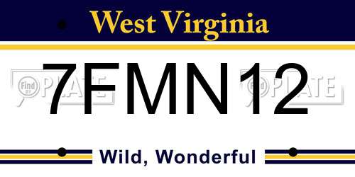 7FMN12 West Virginia License Plate