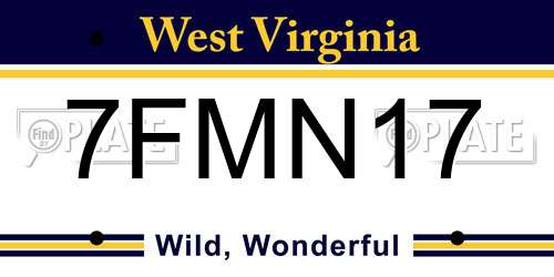 7FMN17 West Virginia License Plate
