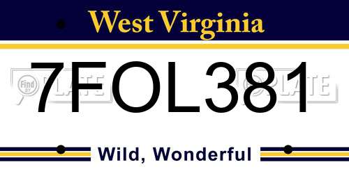 7FOL381 West Virginia License Plate