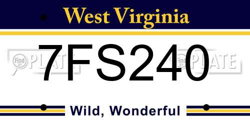 7FS240 West Virginia License Plate