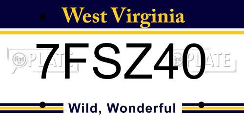 7FSZ40 West Virginia License Plate