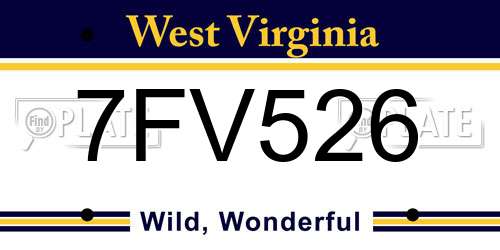 7FV526 West Virginia License Plate