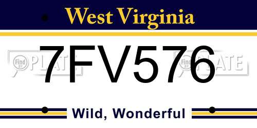 7FV576 West Virginia License Plate