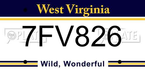 7FV826 West Virginia License Plate