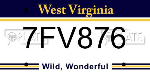 7FV876 West Virginia License Plate