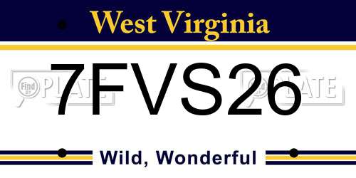 7FVS26 West Virginia License Plate