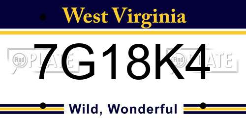 7G18K4 West Virginia License Plate