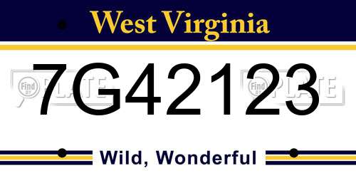 7G42123 West Virginia License Plate