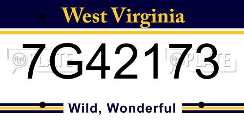7G42173 West Virginia License Plate