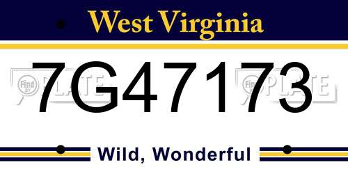 7G47173 West Virginia License Plate