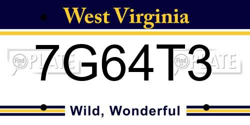 7G64T3 West Virginia License Plate