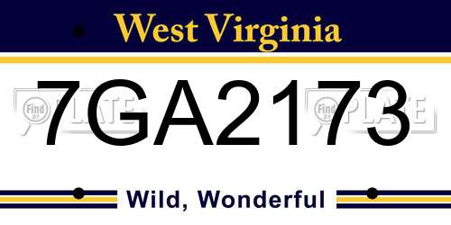 7GA2173 West Virginia License Plate