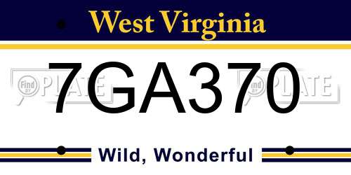 7GA370 West Virginia License Plate