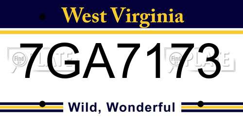 7GA7173 West Virginia License Plate