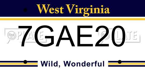 7GAE20 West Virginia License Plate