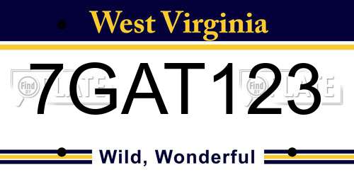 7GAT123 West Virginia License Plate