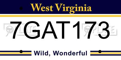 7GAT173 West Virginia License Plate