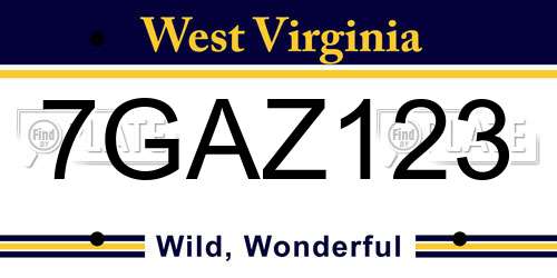 7GAZ123 West Virginia License Plate