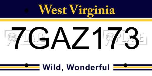 7GAZ173 West Virginia License Plate