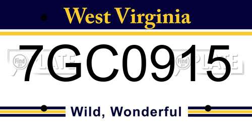 7GC0915 West Virginia License Plate