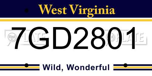 7GD2801 West Virginia License Plate